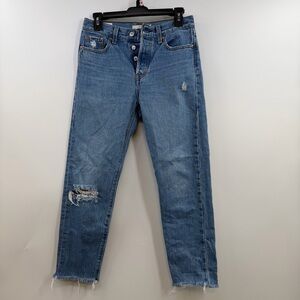 Levi’s Premium Wedgie Fit High Rise Distressed Button Fly Jeans 26